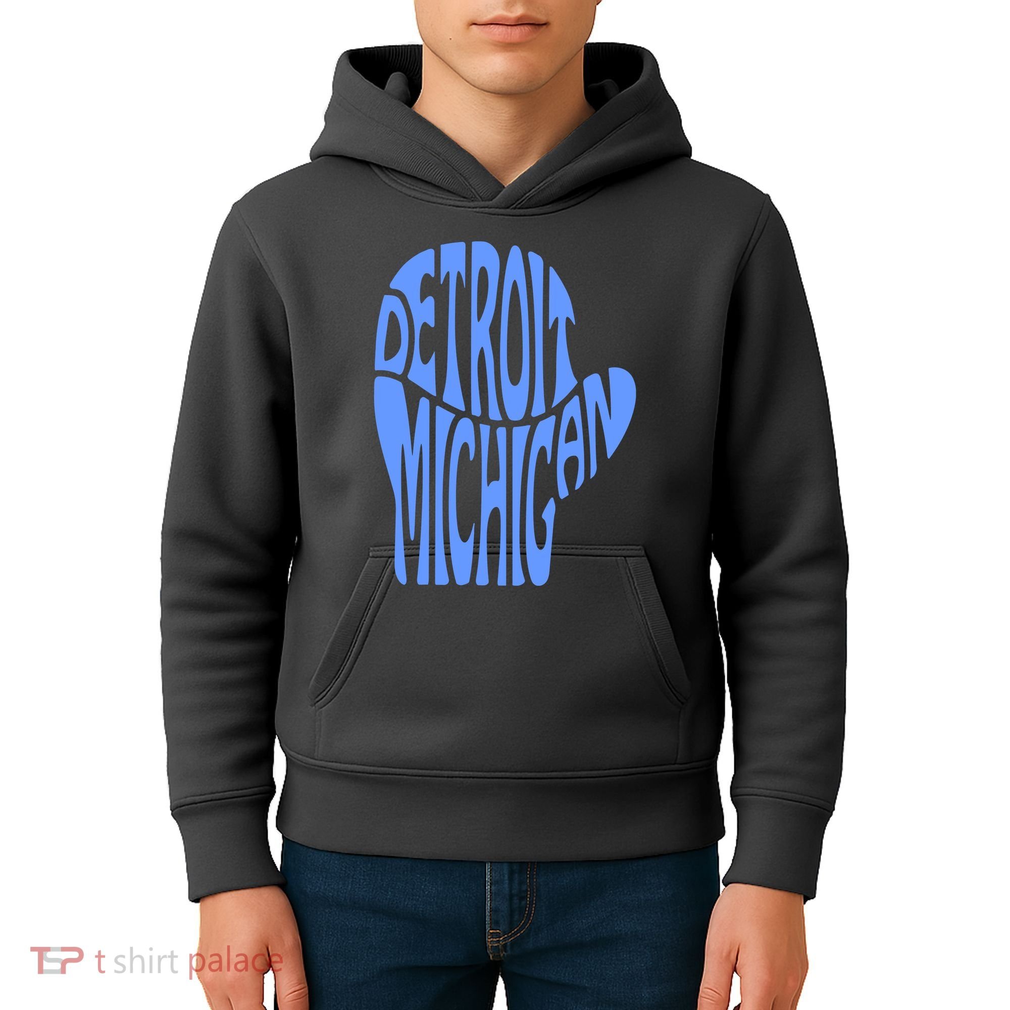 Detroit Michigan Mitten Shaped Word Art Kids Hoodie