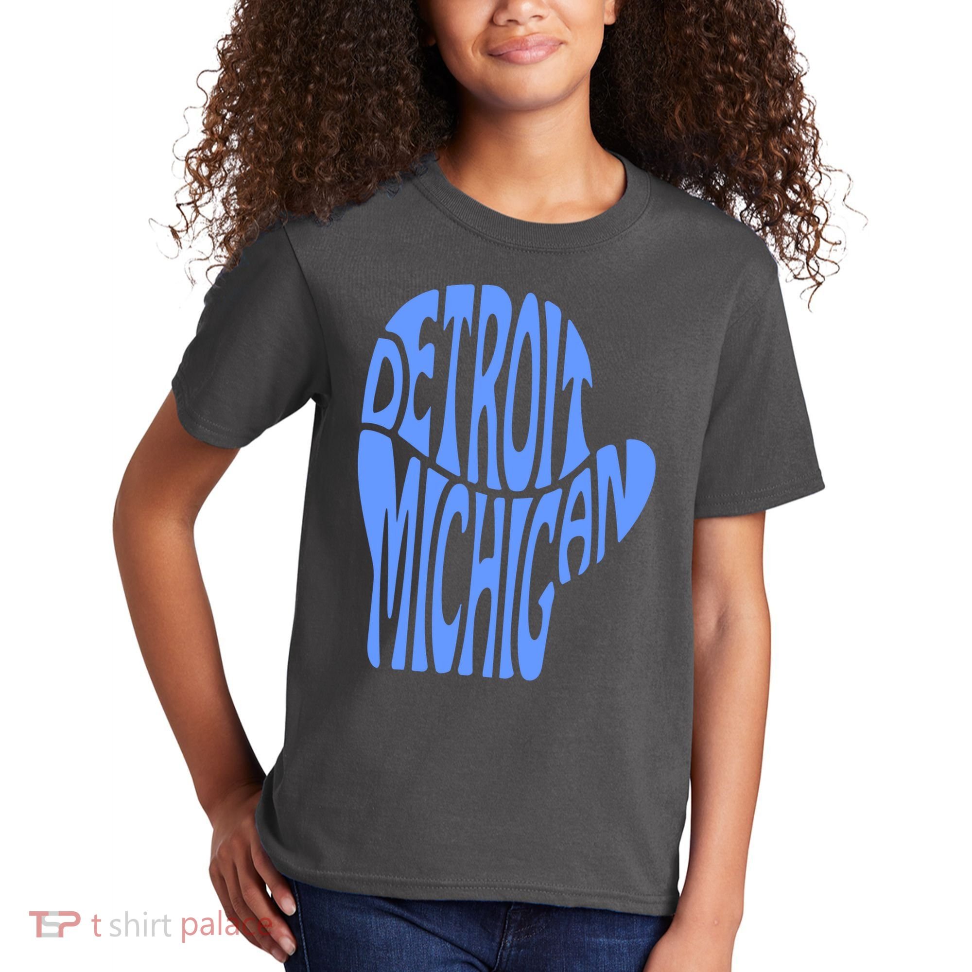 Detroit Michigan Mitten Shaped Word Art Kids T-Shirt