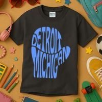Detroit Michigan Mitten Shaped Word Art Kids T-Shirt thumb 3