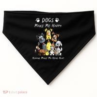 Dogs Make Me Happy Humans Make My Head Hurt Funny Dog Lover USA-Made Doggie Bandana thumb 0