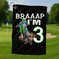 Dirtbike Motocross Mx Braaap I´m 3rd Birthday Golf Towel thumb 1