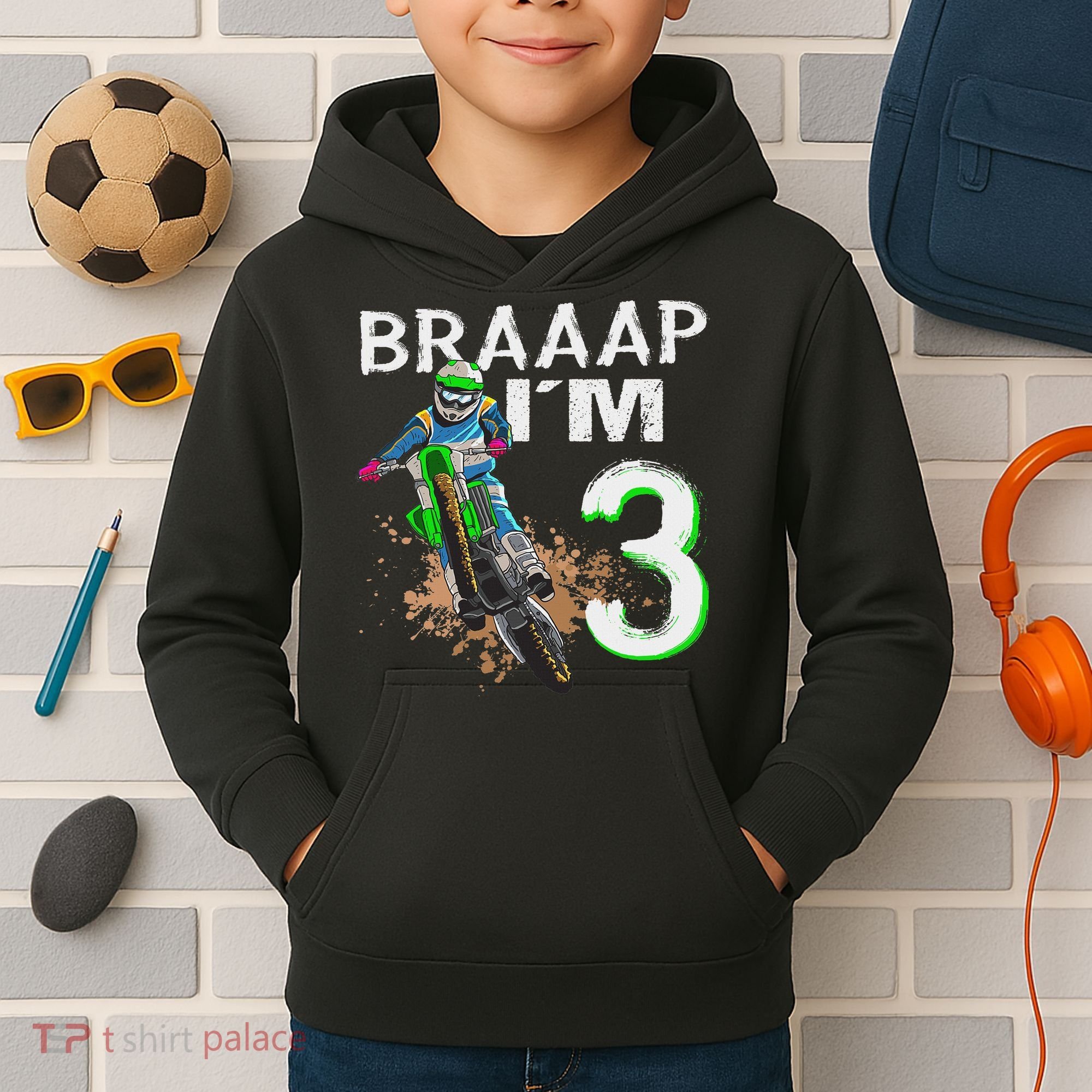 Dirtbike Motocross Mx Braaap I´m 3rd Birthday Kids Hoodie