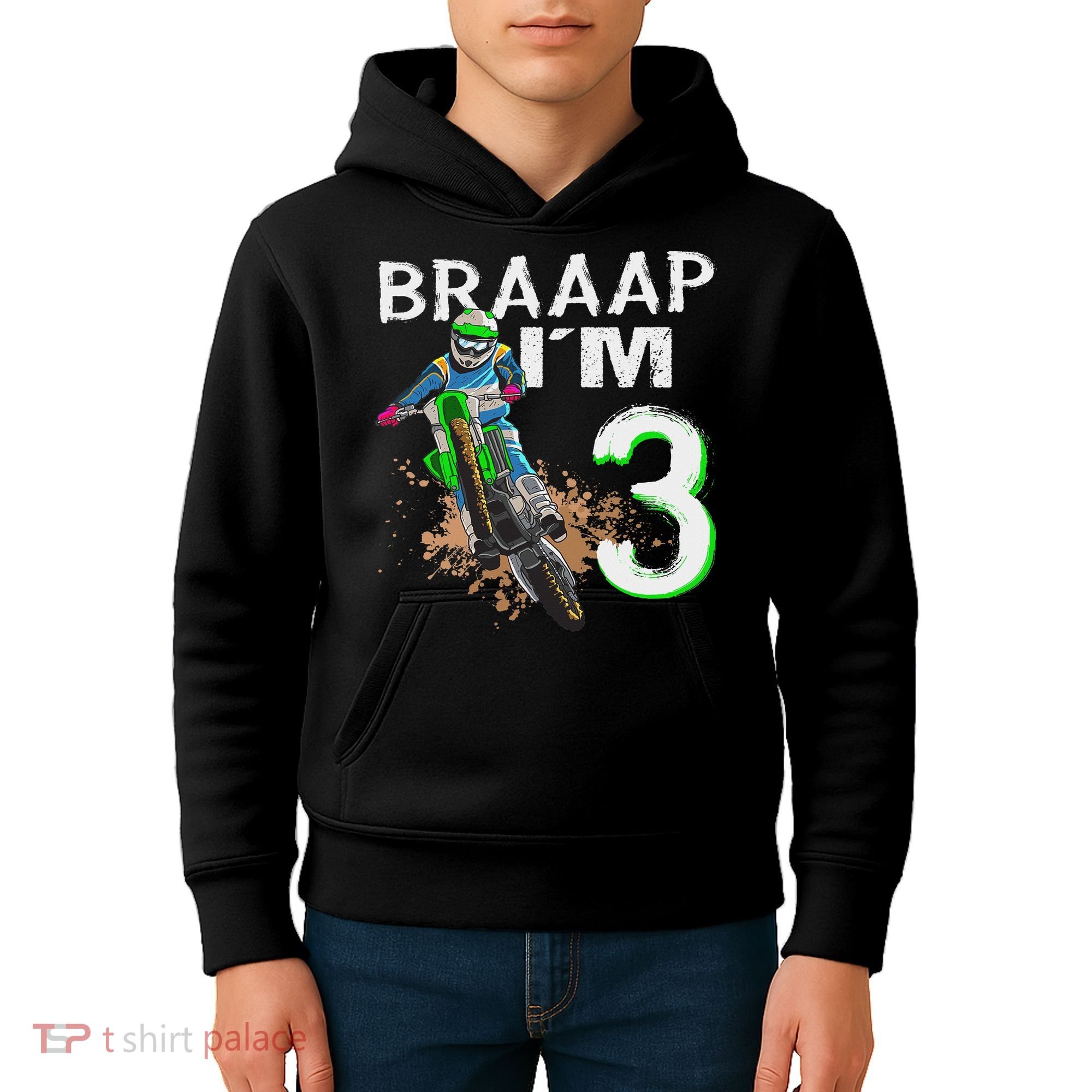 Dirtbike Motocross Mx Braaap I´m 3rd Birthday Kids Hoodie