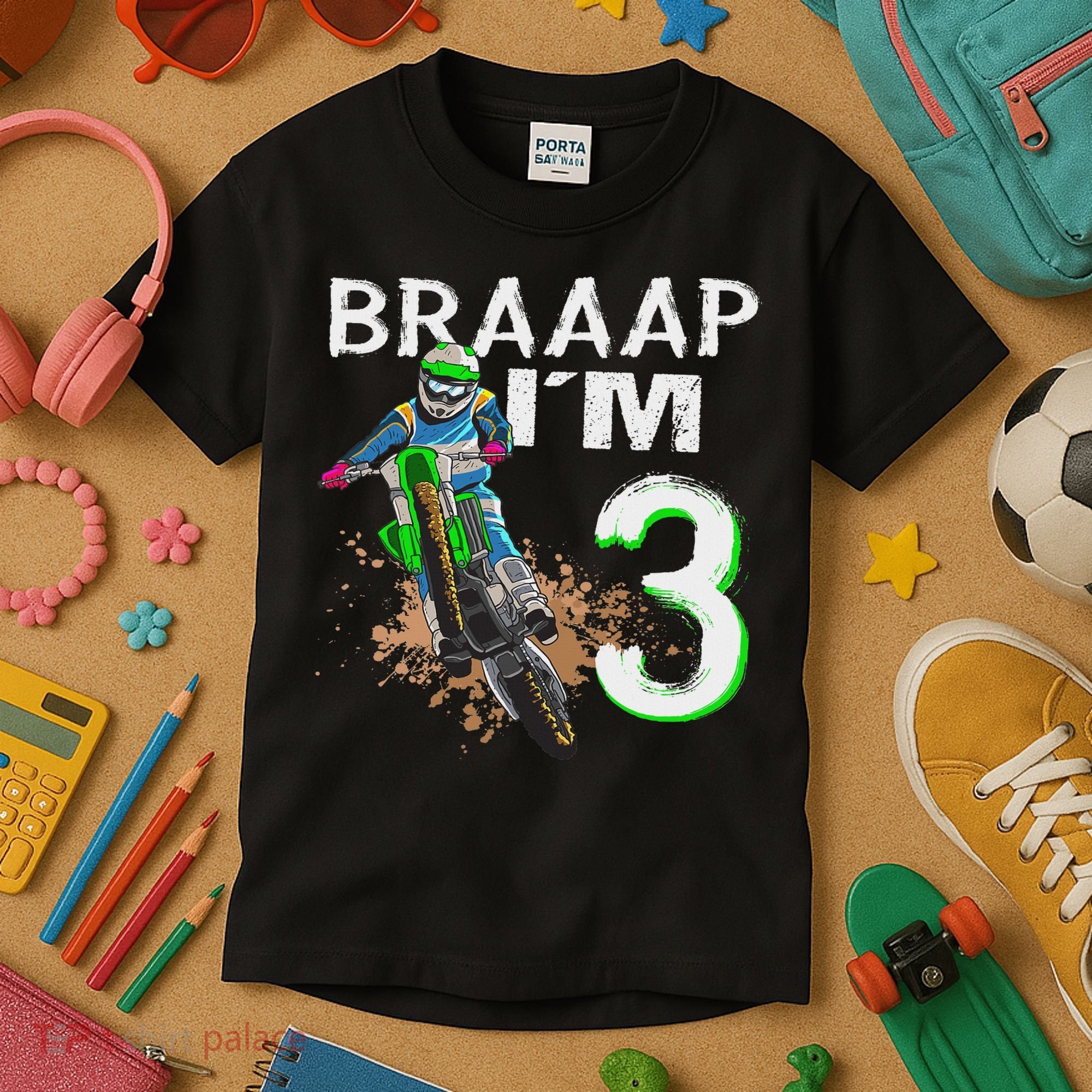 Dirtbike Motocross Mx Braaap I´m 3rd Birthday Kids T-Shirt