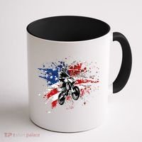 Dirtbike Motocross MX US Flag Smash Coffee Mug thumb 1