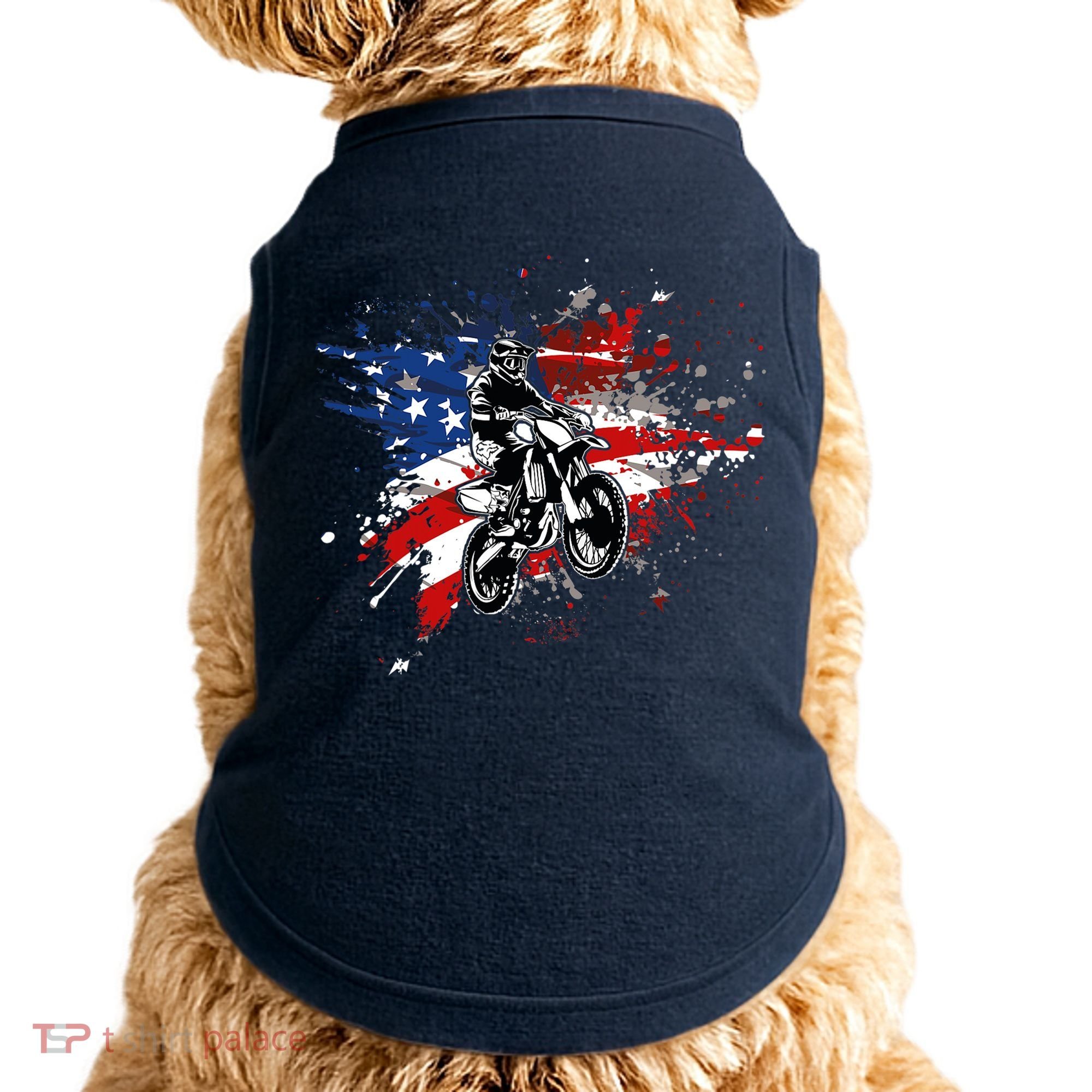 Dirtbike Motocross MX US Flag Smash Doggie Tank