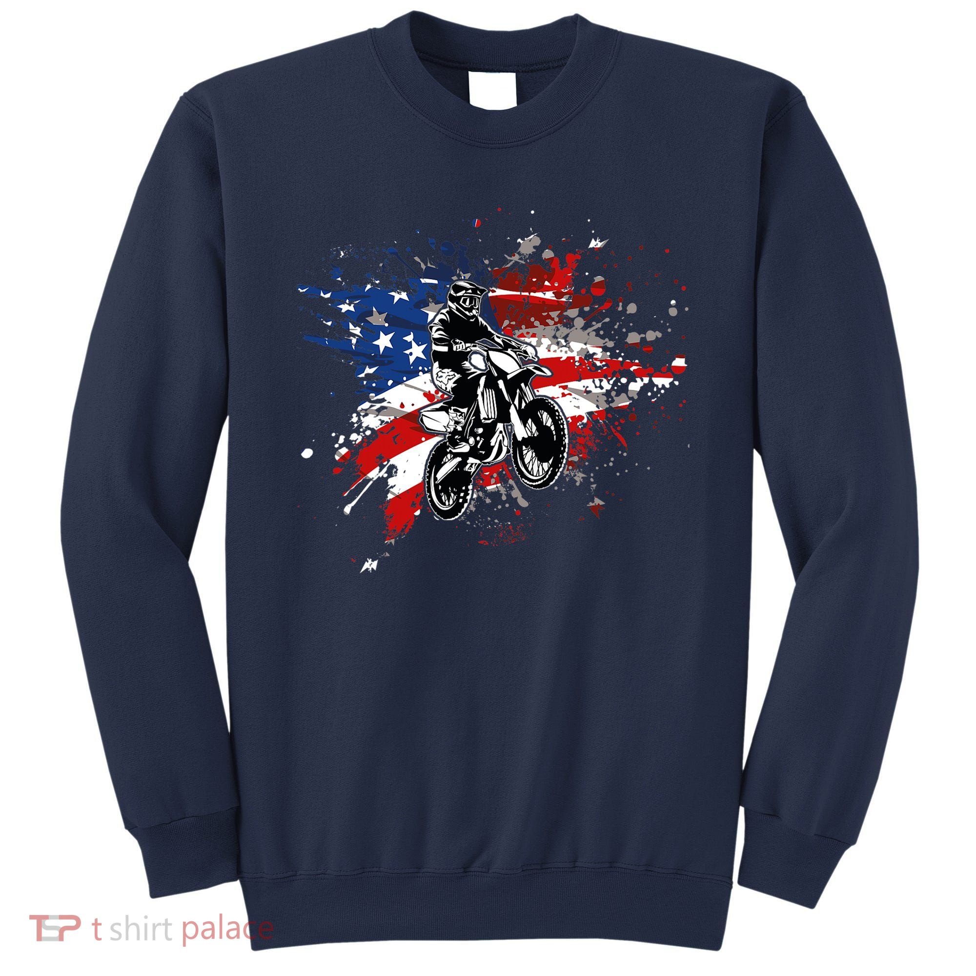 Dirtbike Motocross MX US Flag Smash Sweatshirt