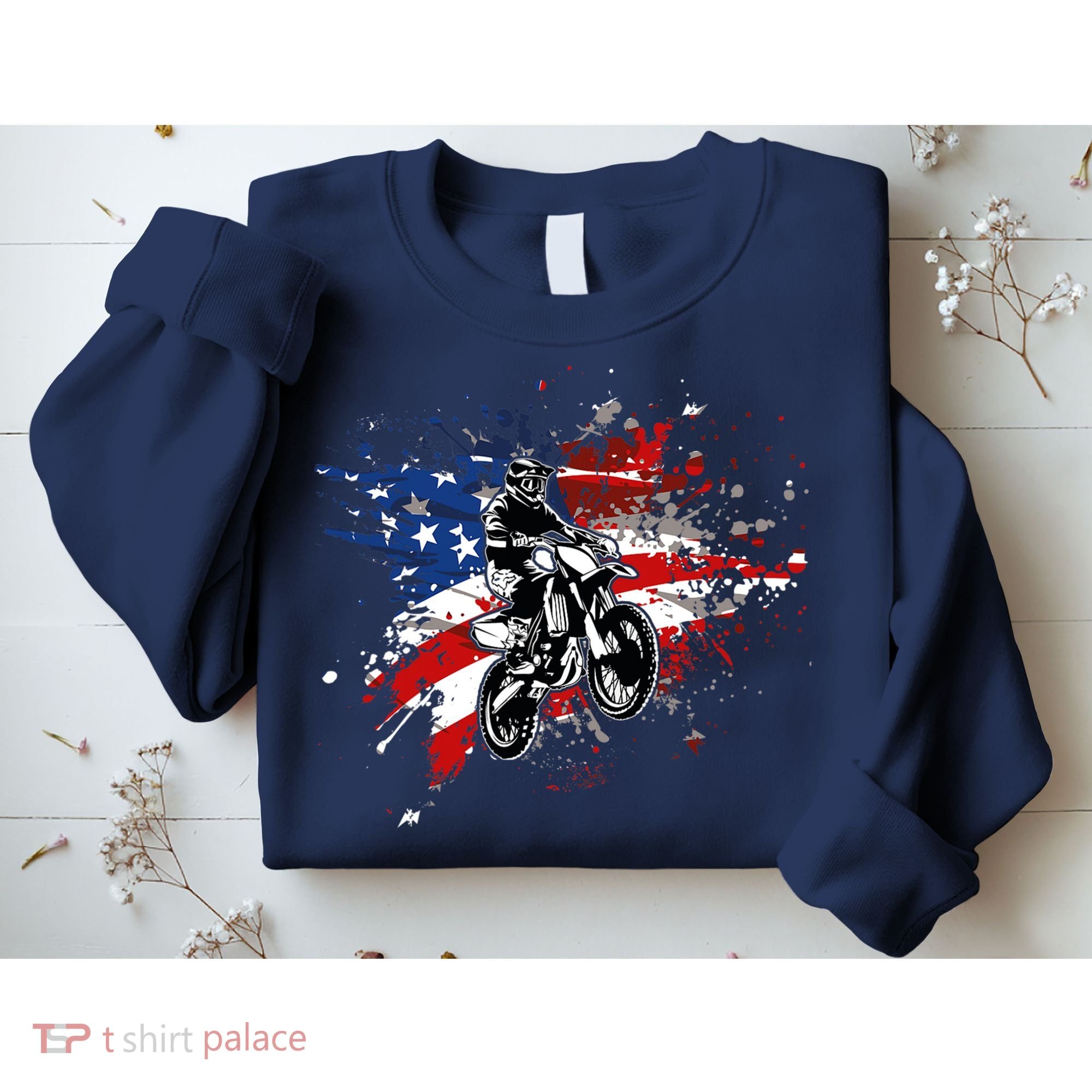 Dirtbike Motocross MX US Flag Smash Sweatshirt