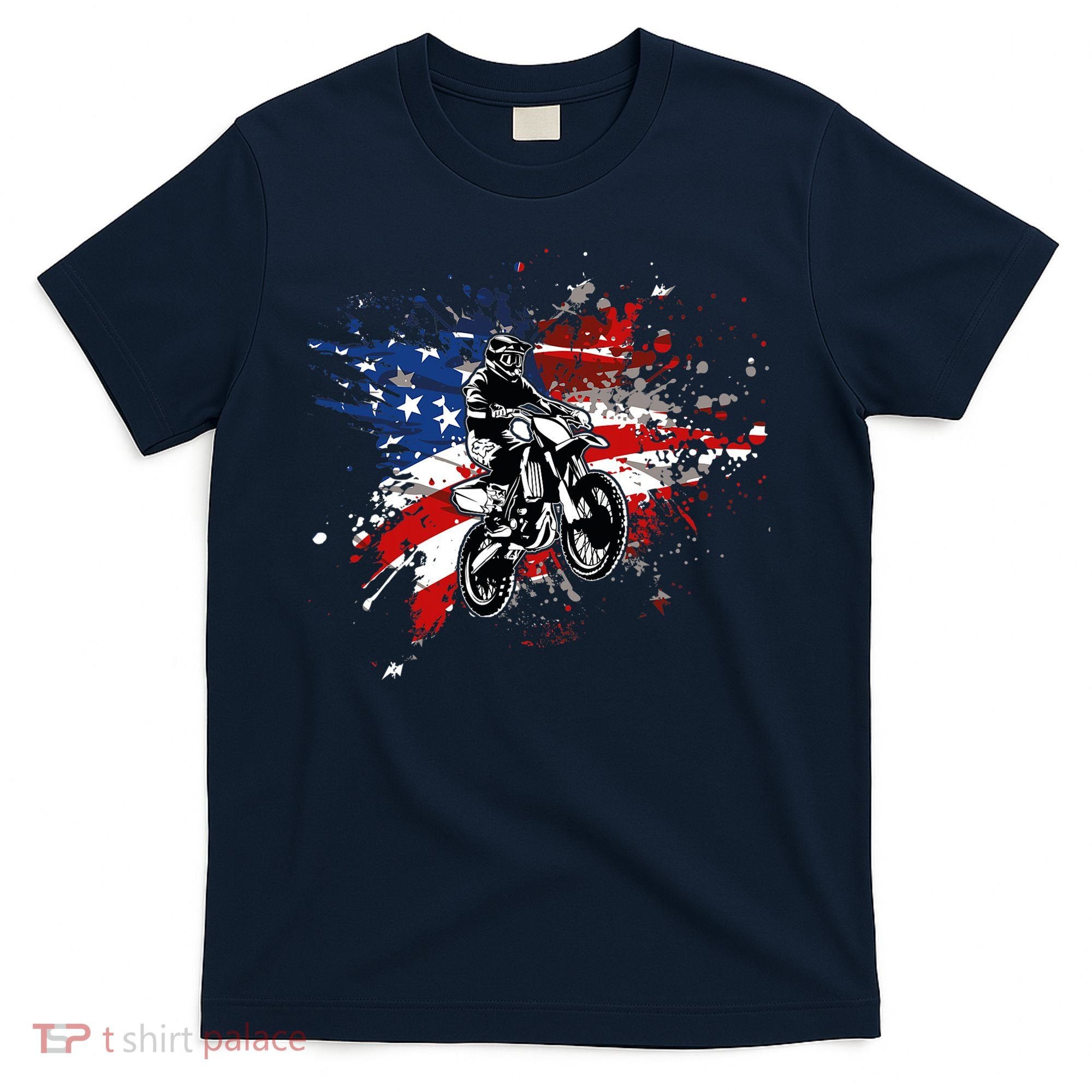 Dirtbike Motocross MX US Flag Smash T-Shirt