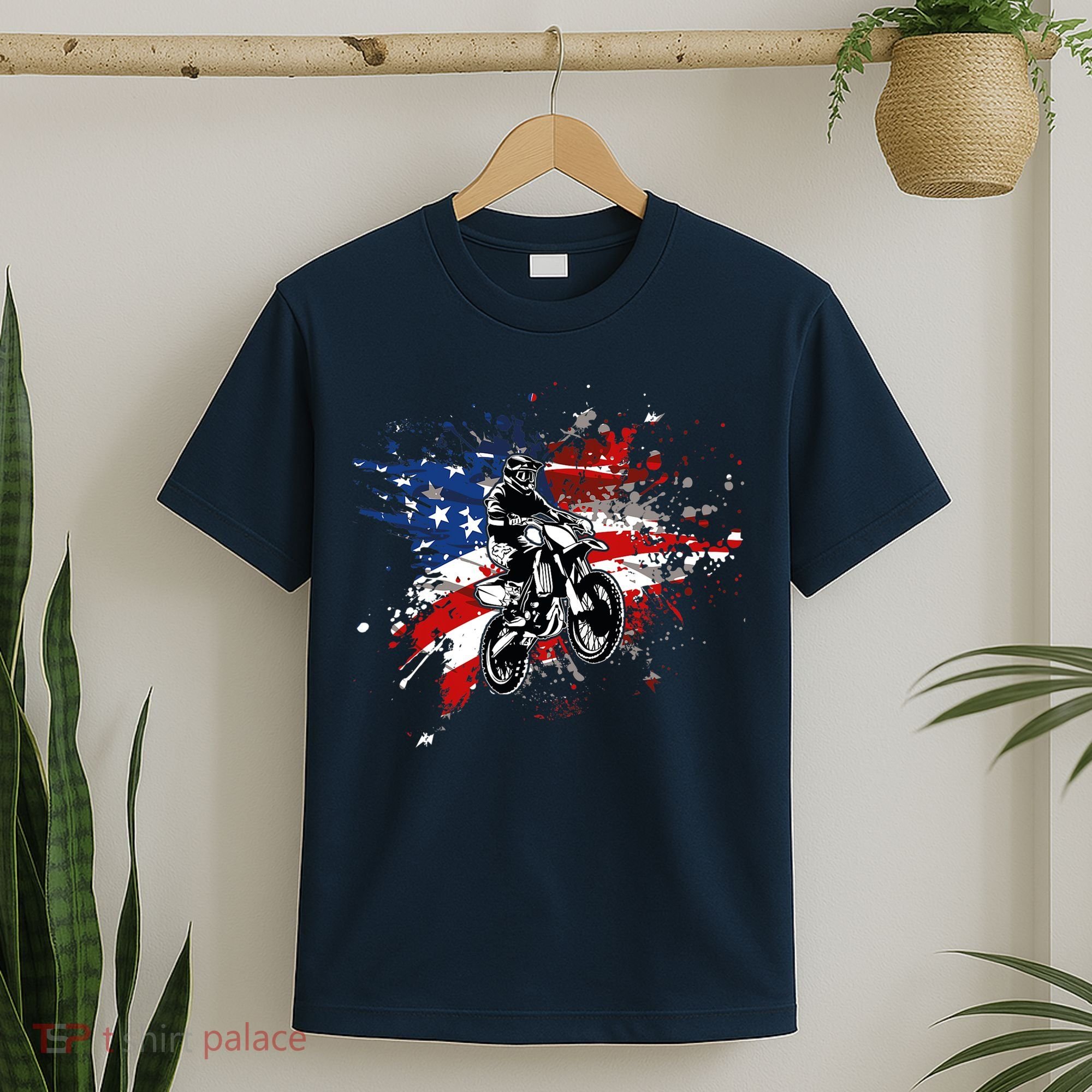 Dirtbike Motocross MX US Flag Smash T-Shirt