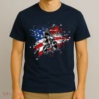 Dirtbike Motocross MX US Flag Smash T-Shirt thumb 3