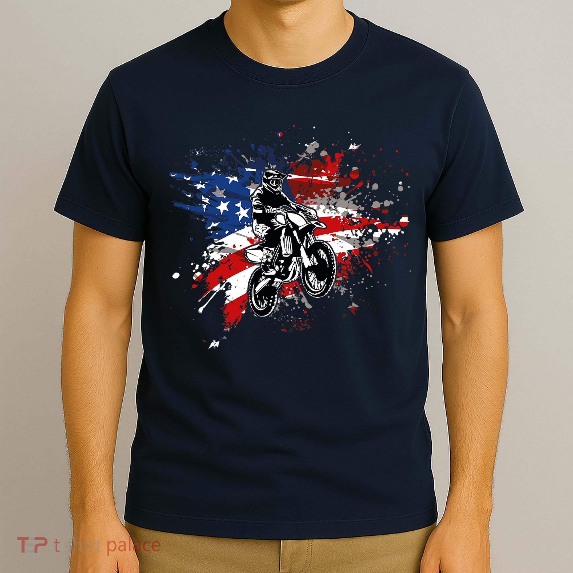 Dirtbike Motocross MX US Flag Smash T-Shirt