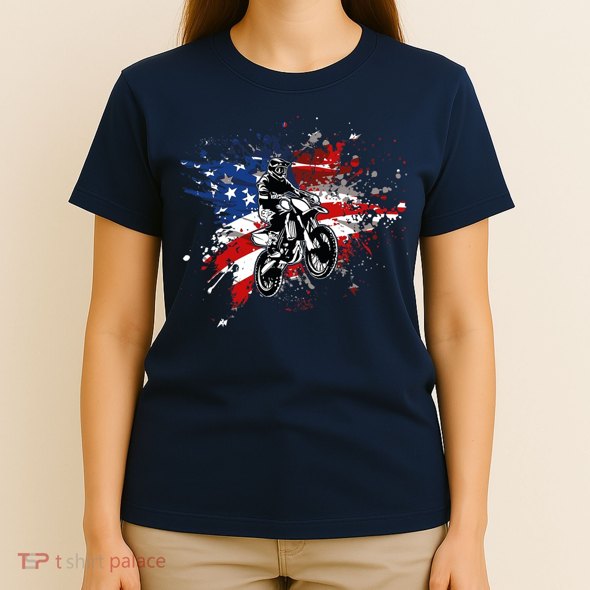 Dirtbike Motocross MX US Flag Smash T-Shirt