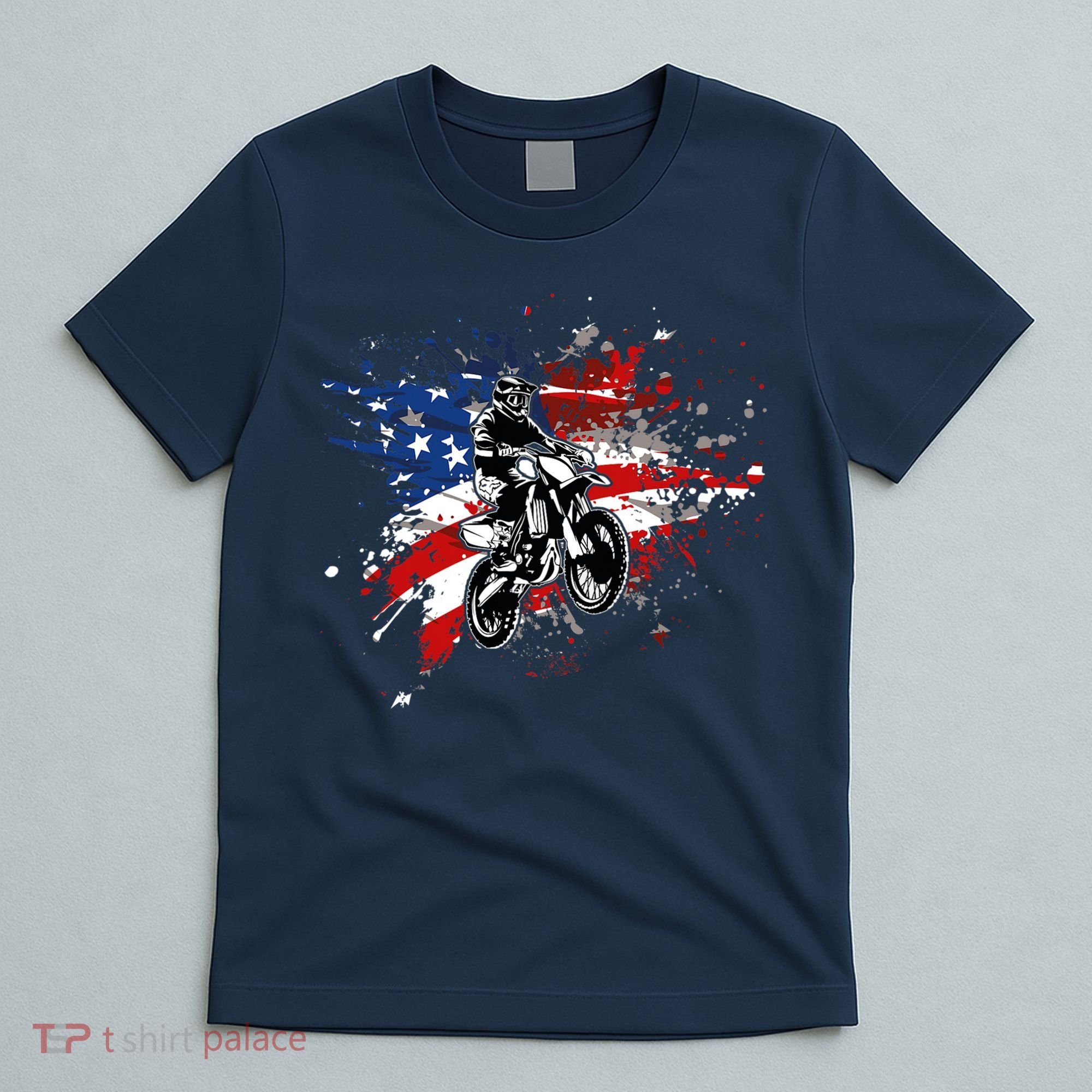 Dirtbike Motocross MX US Flag Smash T-Shirt