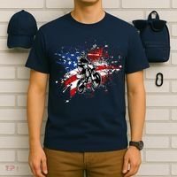 Dirtbike Motocross MX US Flag Smash T-Shirt thumb 6
