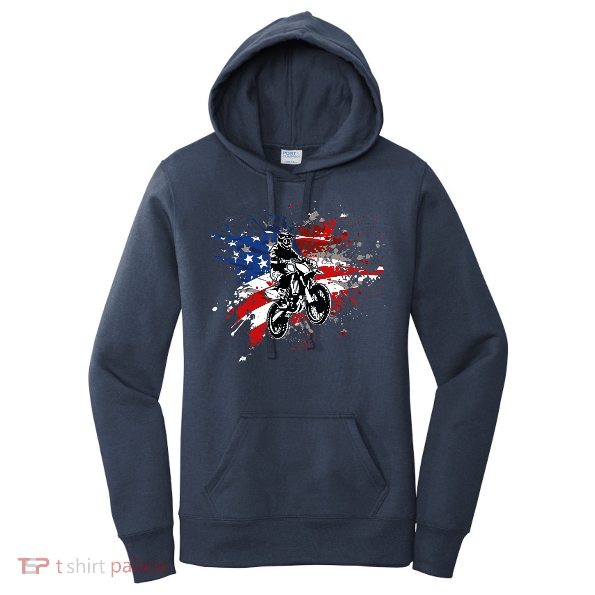 Dirtbike Motocross MX US Flag Smash Women's Hoodie