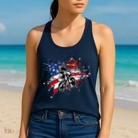 Dirtbike Motocross MX US Flag Smash Women's Tank Top thumb 2