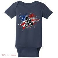 Dirtbike Motocross MX US Flag Smash Baby Bodysuit thumb 0