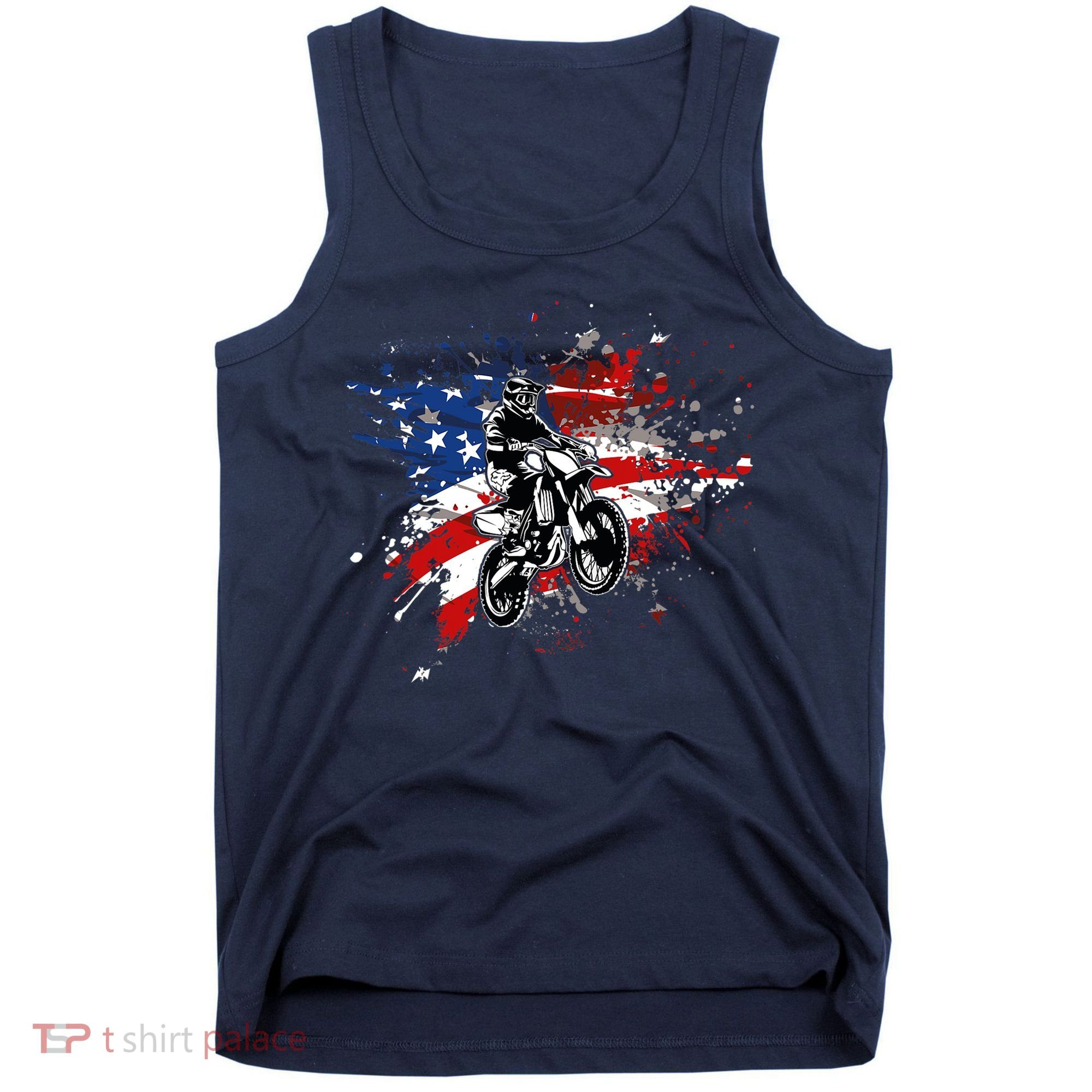 Dirtbike Motocross MX US Flag Smash Tank Top