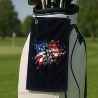 Dirtbike Motocross MX US Flag Smash Golf Towel thumb 2