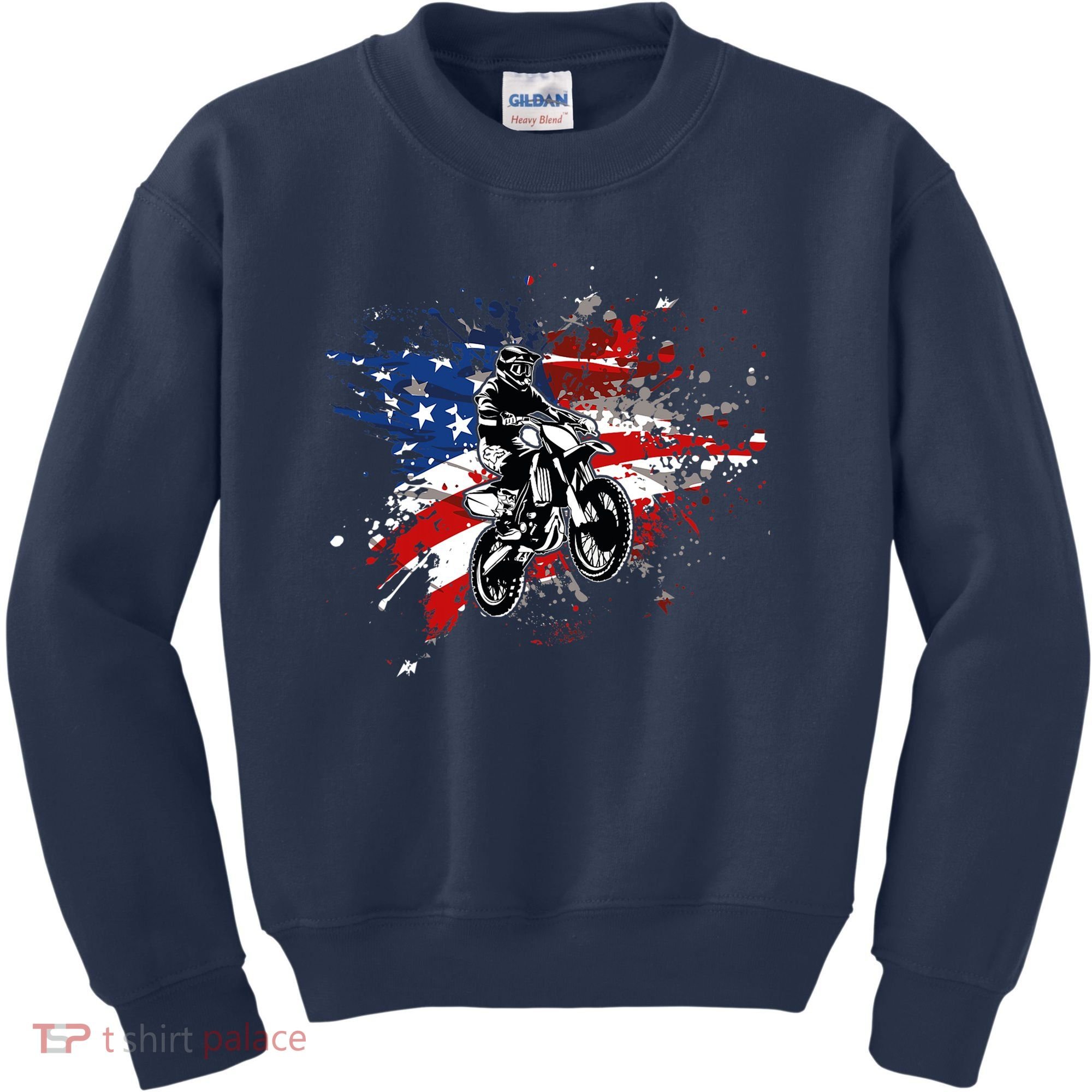 Dirtbike Motocross MX US Flag Smash Kids Sweatshirt