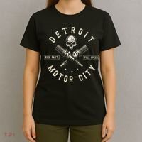 Detroit Michigan Motor City Spark Plug Wings Ride Fast Speed T-Shirt thumb 4