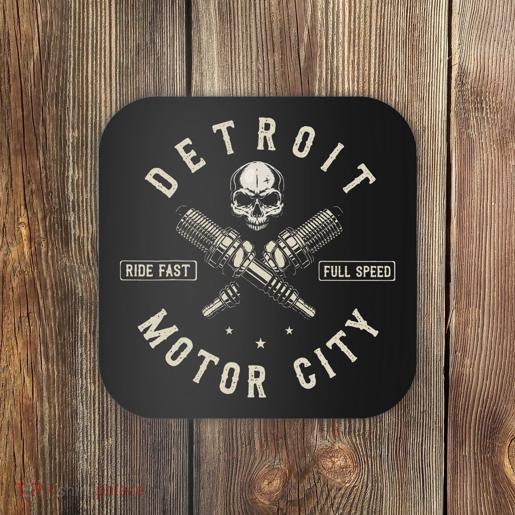 Detroit Michigan Motor City Spark Plug Wings Ride Fast Speed Coaster