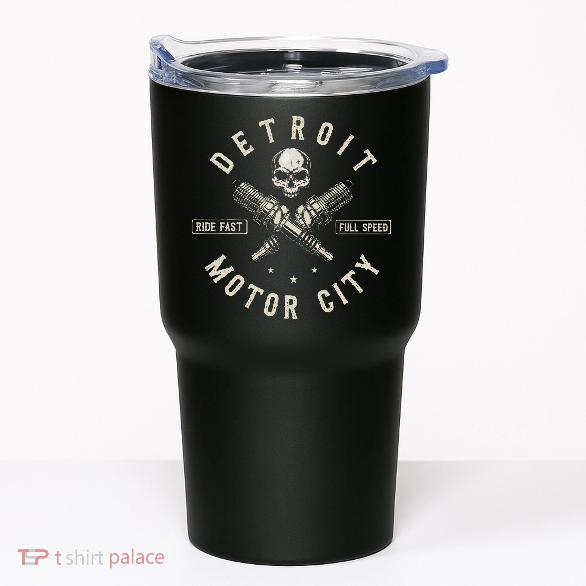 Detroit Michigan Motor City Spark Plug Wings Ride Fast Speed Tumbler