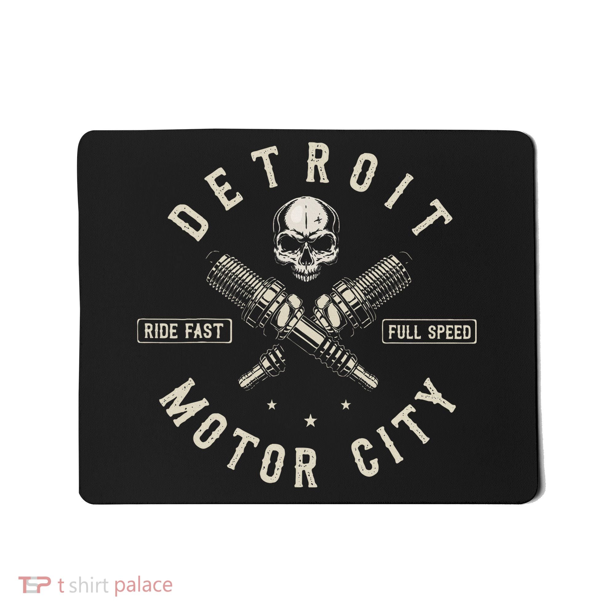 Detroit Michigan Motor City Spark Plug Wings Ride Fast Speed Mousepad