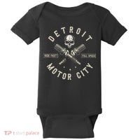 Detroit Michigan Motor City Spark Plug Wings Ride Fast Speed Baby Bodysuit thumb 0