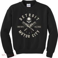 Detroit Michigan Motor City Spark Plug Wings Ride Fast Speed Kids Sweatshirt thumb 0