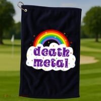 Death Metal Music Heavy Unicorn Rainbow Funny Golf Towel thumb 1