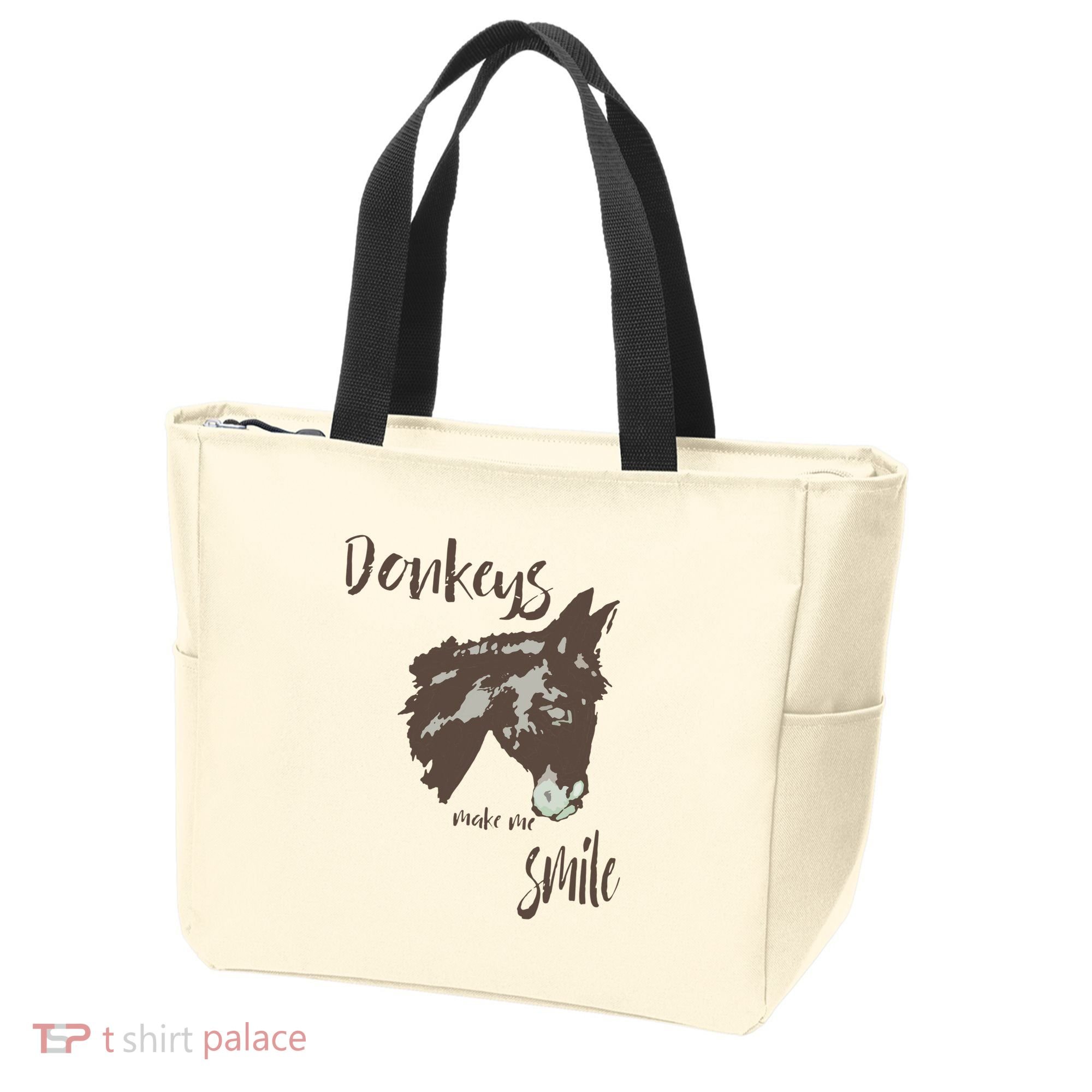 Donkeys Make Me Smile Cute Donkey Tote Bag