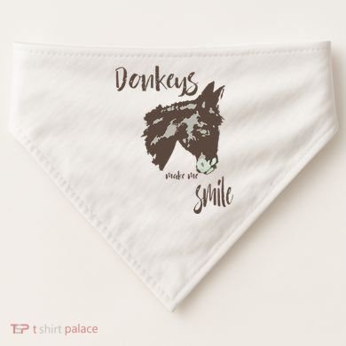 Donkeys Make Me Smile Cute Donkey USA-Made Doggie Bandana