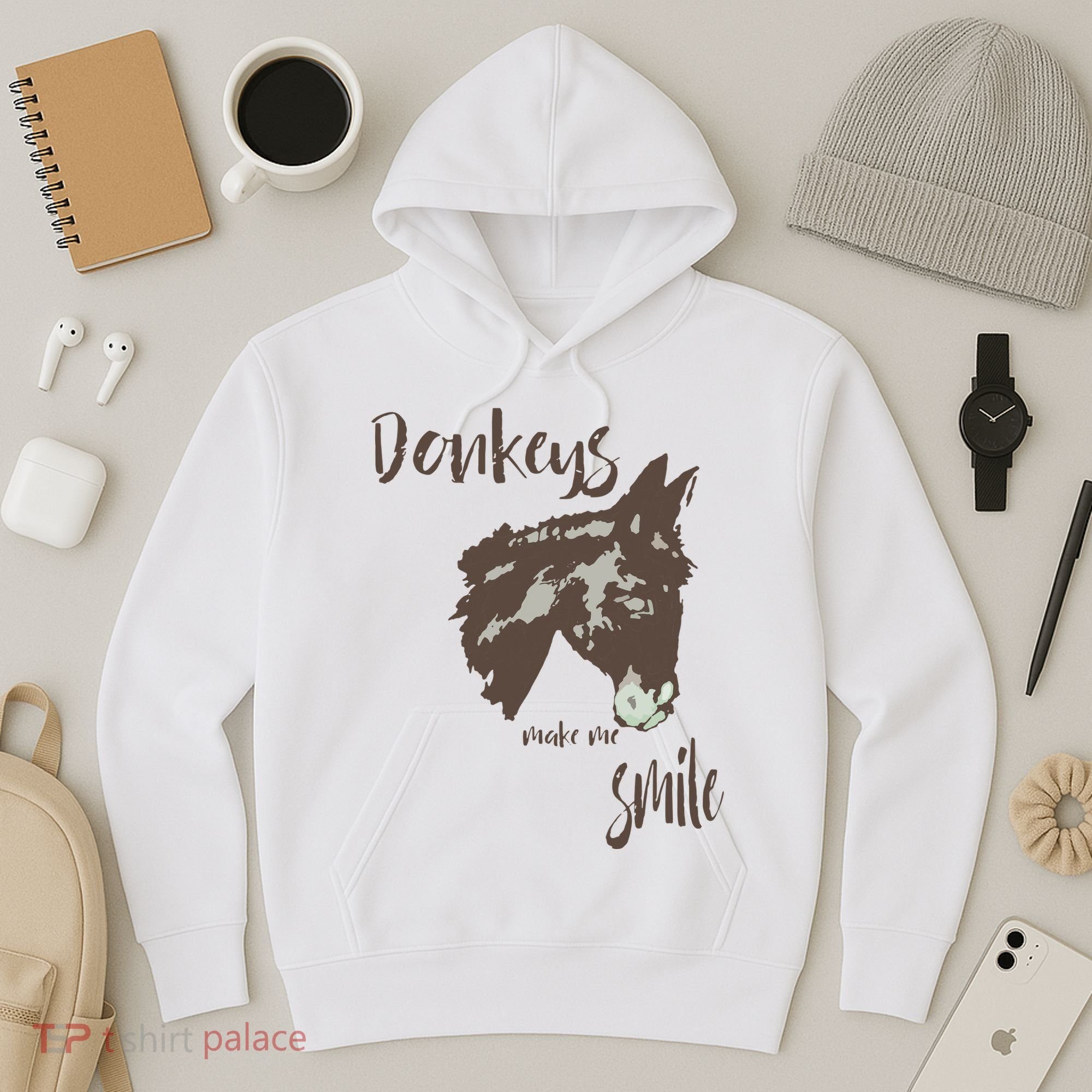 Donkeys Make Me Smile Cute Donkey Hoodie