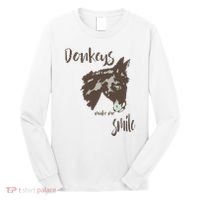 Donkeys Make Me Smile Cute Donkey Long Sleeve Shirt thumb 0