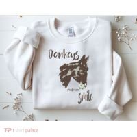 Donkeys Make Me Smile Cute Donkey Sweatshirt thumb 2