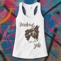 Donkeys Make Me Smile Cute Donkey Women's Tank Top thumb 3