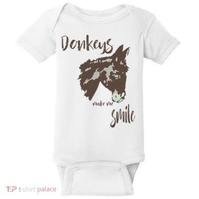 Donkeys Make Me Smile Cute Donkey Baby Bodysuit
