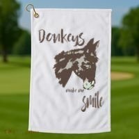 Donkeys Make Me Smile Cute Donkey Golf Towel thumb 1