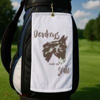 Donkeys Make Me Smile Cute Donkey Golf Towel thumb 2