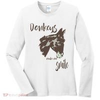 Donkeys Make Me Smile Cute Donkey Women's Long Sleeve Shirt thumb 0