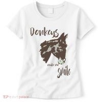 Donkeys Make Me Smile Cute Donkey Women's T-Shirt thumb 0