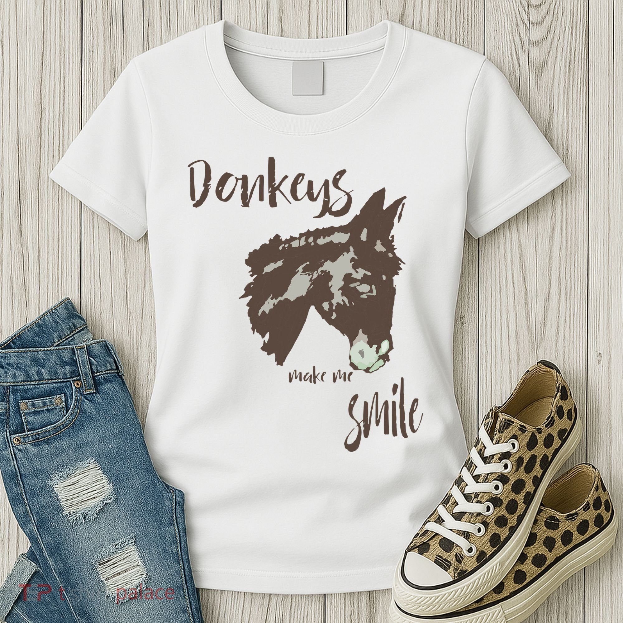 Donkeys Make Me Smile Cute Donkey Women's T-Shirt