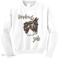 Donkeys Make Me Smile Cute Donkey Kids Sweatshirt thumb 0