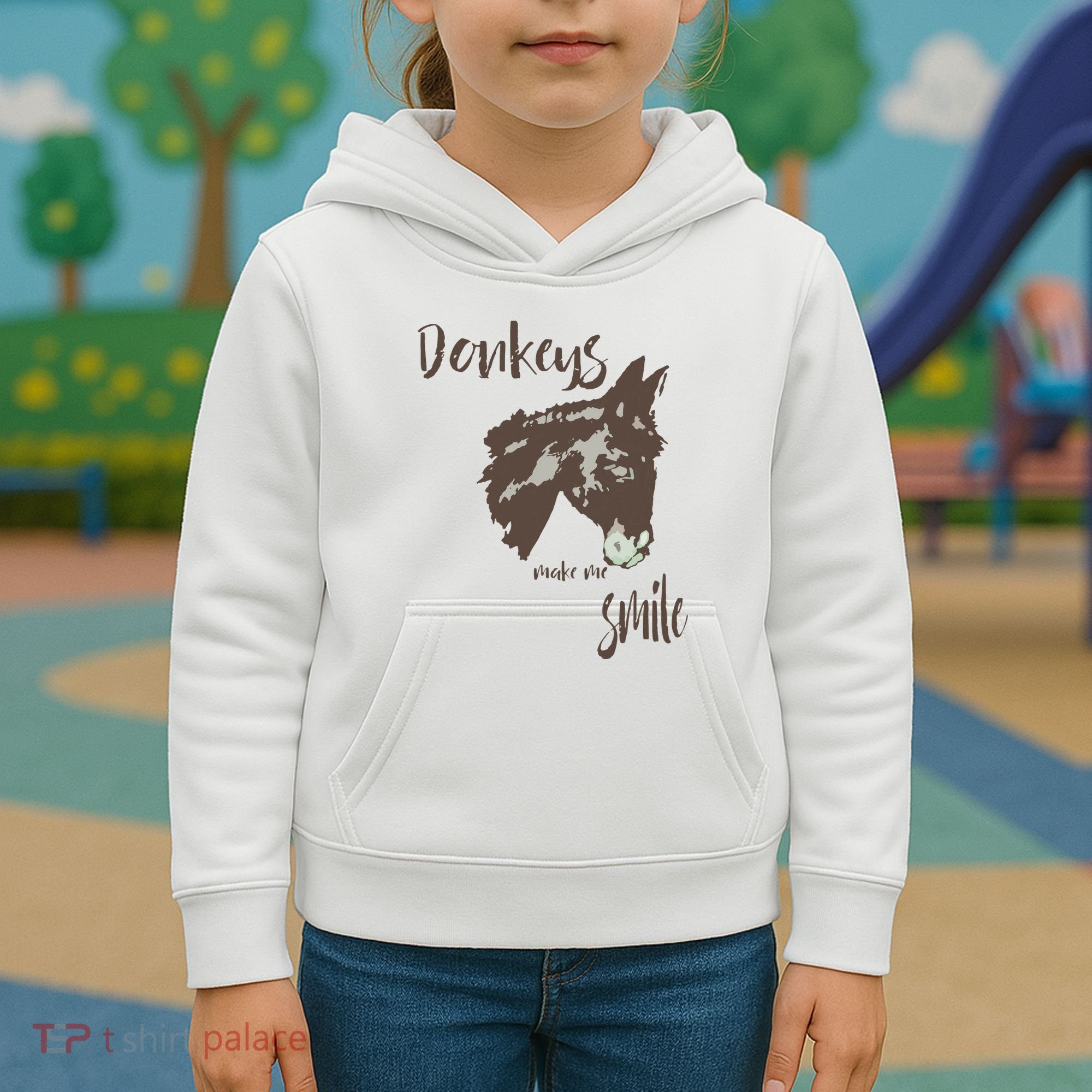 Donkeys Make Me Smile Cute Donkey Kids Hoodie