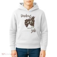 Donkeys Make Me Smile Cute Donkey Kids Hoodie thumb 4