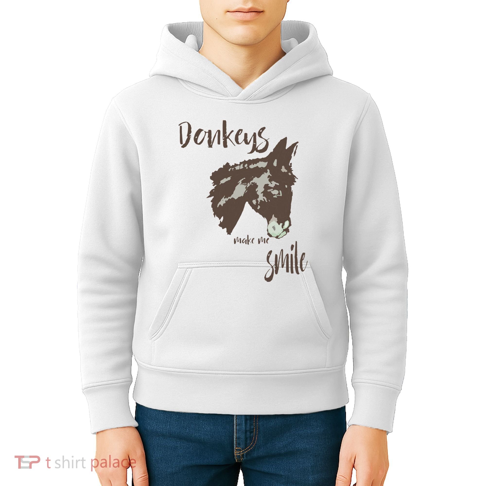 Donkeys Make Me Smile Cute Donkey Kids Hoodie