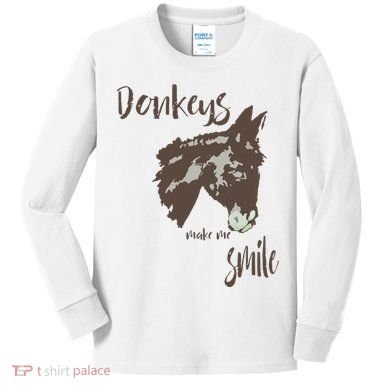 Donkeys Make Me Smile Cute Donkey Kids Long Sleeve Shirt