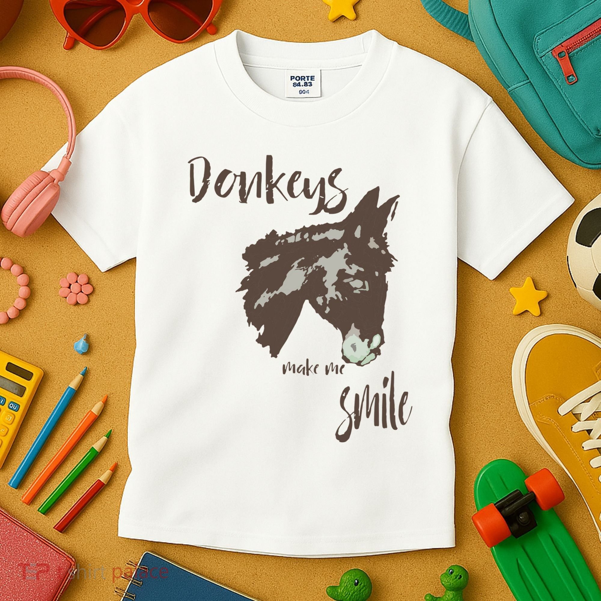Donkeys Make Me Smile Cute Donkey Kids T-Shirt